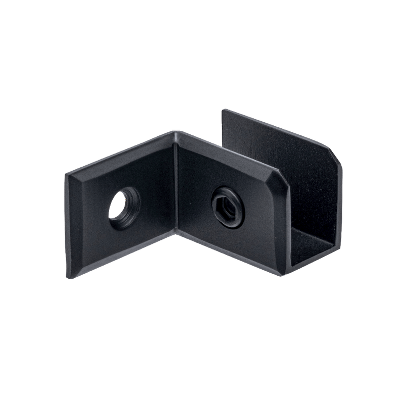 Aurora 90° Left Wall to Glass Sleeve Over Clamp